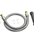 44 Inch Flexible Stainless Steel Pre Rinse Hose With Heat Resistant Handle, Polyurethane Inner Tubing, Pro Grade Kitchen Supply