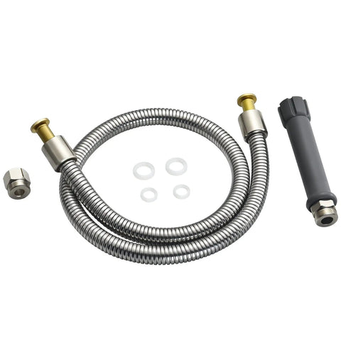 44 Inch Flexible Stainless Steel Pre Rinse Hose With Heat Resistant Handle, Polyurethane Inner Tubing, Pro Grade Kitchen Supply