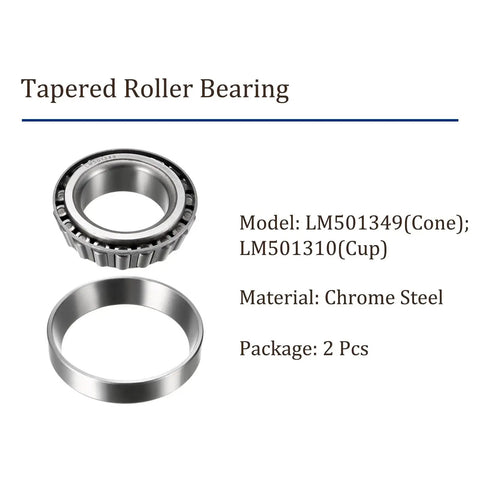 2Pcs LM501349 LM501310 Tapered Roller Bearing Set 1.625 X 2.891 X 0.77 Inch Chrome Steel Cone And Cup Assembly