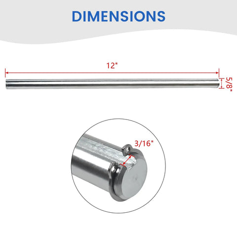 Go Kart Jackshaft 12 Inch Long 5/8 Inch Diameter With 3/16 Inch Keyway For Mini Bike, silver galvanized shaft with circlip slots.