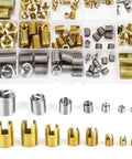 Heavy Duty 124-Piece 304 Stainless Steel Threaded Insert Kit With Cutting Slots in box, M2-M6 sizes