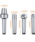 4-piece MT2 Wood Lathe Live Center Set with Precision Drive Spur Cup Kit for woodworking and metalworking, various sizes.