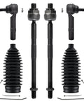 Front Tie Rod Ends Kit 6pc All In One Replacement With Inner And Outer Ends Rack And Pinion Boots Grease Fittings And Pins For Chevy Traverse GMC Acadia Saturn Outlook Buick Enclave, black tie rod set