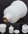 Straight Up Tough 125Ml Paint Pot Tailored For Hvlp Gravity Spray Guns features white plastic body and metallic connector for smooth spraying.