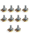 10 Pack 10K Ohm Linear Taper Rotary Potentiometers For Panel Mount 3 Pin WH148 Type B10K Smooth Adjustable Dial For Audio DIY