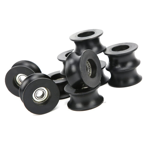 10 Pack Heavy Duty U Groove Pulley Roller Bearing With Nylon Coated U Shaped Guide Rail Wheels For Sliding Doors Wardrobes Cabinets Tracks Smooth Glide Deep Groove Ball Bearing Roller Wheel, black