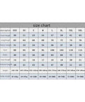 Clothing size chart with measurements for XXS to 4XL in various categories like front length, sleeve length, bust, and pants length.