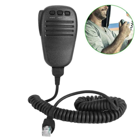 Handheld Microphone Speaker For Two Way Radios Compatible With Yaesu FT 817 FT 900 FT 450D, coiled cord, ABS build