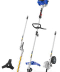 Gas Powered 4 In 1 Weed Wacker with 17 Inch String Trimmer, 9 Inch Wheeled Edger, 16 Inch Hedge Trimmer, 26cc Engine