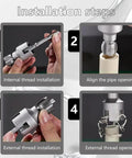 All In One PVC Pipe Thread Tool For Internal And External Threads Quick Tapping And Threading Pro Grade Fits One Half Inch And Three Quarter Inch Pipes Heavy Duty Alloy Build For Fast Installation And Repair installation steps for PVC pipe threading