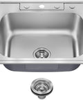 25 Inch Top Mount Single Bowl 18 Gauge Stainless Steel Kitchen Sink With Noise Defend Soundproofing And Dent Resistant Build
