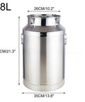 Premium 12.68 Gallon Stainless Steel Milk Can With Airtight Lids For Storing Rice Grain Coffee Beans Or Dog Food, 48L size.