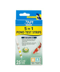 Ace Pond Water Test Strips Check PH Nitrites Nitrates And Hardness In Just Seconds Perfect For Backyard Koi Ponds And Garden Tanks Keep Your Fish Swimming Strong With These No Fuss 25 Count Sheets packaging with colorful graphics and test strip details.