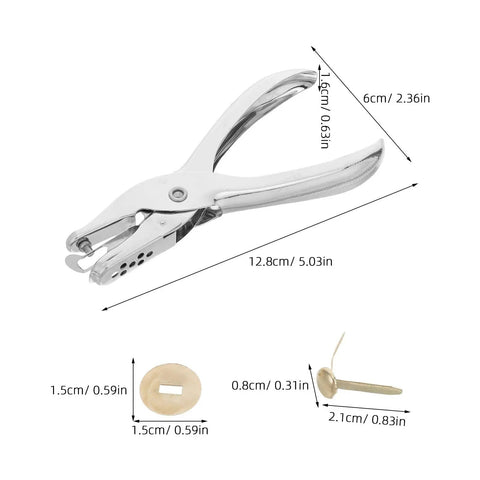 All In One Paper Fastener Kit With Hole Punch Tool And Golden Brads For Crafts, Scrapbooking, And Card Making, 100 Pcs Metal Fasteners, Smooth Paper Piercing, Easy Setup silver hole punch tool with golden brass brads, 12.8cm
