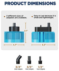Dimensions of Pool Cover Pump 850GPH Submersible Water Pump For Pool Draining And Pond Use, with three adapter sizes shown.