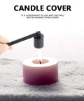 7.5 Inch Long Handle Candle Snuffer With Straight Tube For Tea Lights And Votive Candles Black Stainless Steel Wick Extinguisher shown snuffing candle