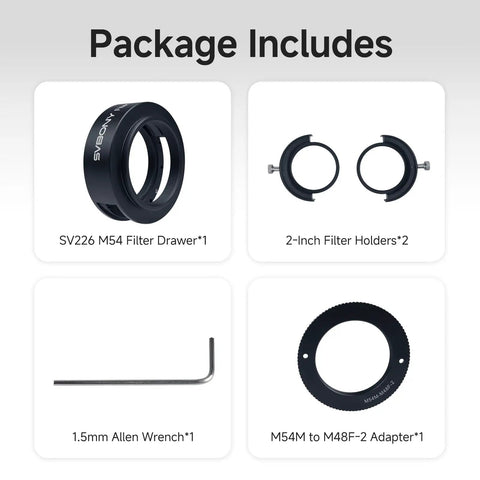 Filter Drawer For Telescopes With M54 To M48 Adapter, Deep Sky Astrophotography Accessory, Holds 2 Inch Filters Securely With Dual Magnets