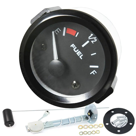 12V 52mm Fuel Level Gauge Sending Unit With 240-33 Ohm Sensor, Easy Read Pointer Meter for Universal Fuel Tank Monitoring
