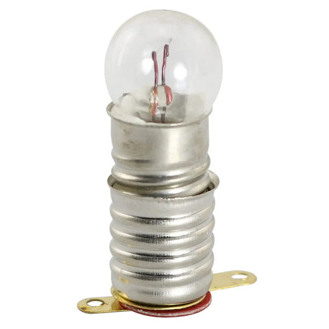 Straight Up E10 Mini Light Bulbs And Socket Holders Kit Featuring Ten Pieces Of Low Voltage Tungsten Filament Lamps Ideal For Science Fair Projects And Home Electronics Testing, close-up of E10 tungsten bulb with socket.