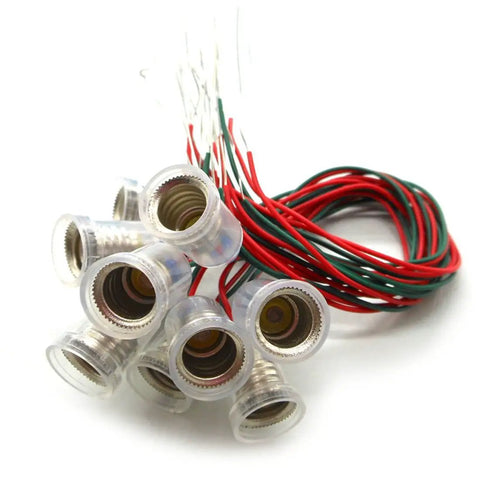 12 Pack E10 Screw Mount Bulbs Holder With 8.6 Inch Lead Wires for E10 Miniature Screw Base LED Light Bulbs in clear sockets
