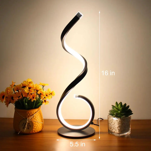Spiral LED Table Lamp 10W With 3 Color Temperatures Dimmable Nightstand Desk Light For Living Room Bedroom Office Black Modern Design