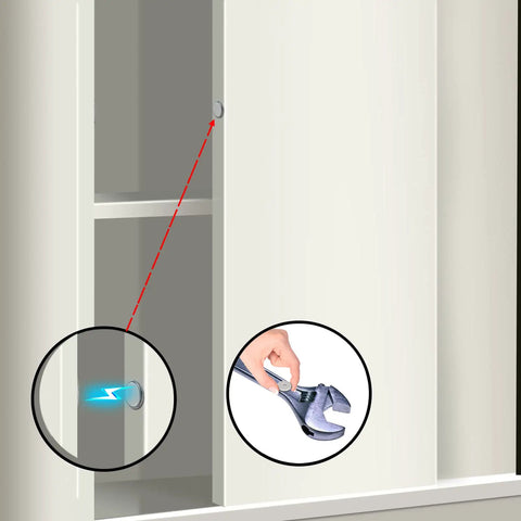 Ultra Thin Magnetic Door Catch Set With Stainless Steel Cabinet Magnets 16 Pack Including 3M Strong Adhesive And Nail Free Adhesive For Easy No Drill Install Or Stick On For Sliding Doors Cabinets Cupboards Closets, showing magnetic pull on sliding door.