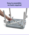 Assembling the Heavy Duty Bath Bench With Padded Armrests For Safe Showers, showing easy no-tool setup process.
