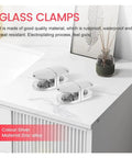 Adjustable Glass Clamps 6mm Zinc Alloy Shelf Clips For Bathroom And Kitchen on a marble countertop