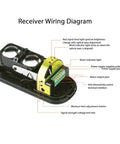 Receiver wiring diagram for Infrared Beam Alarm System With Photoelectric Motion Detector For Homes And Villas Factories And Schools Tough Security Sensor With 100m Range And Smart Animal Detection To Avoid False Alarms showing connections and indicator lights.