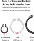 External Retaining Rings Kit With 200 Pcs C Clips, 10 To 14 Mm Sizes, 65Mn Steel, Black Plated Circlips For Axles And Shafts shown in various styles and materials.