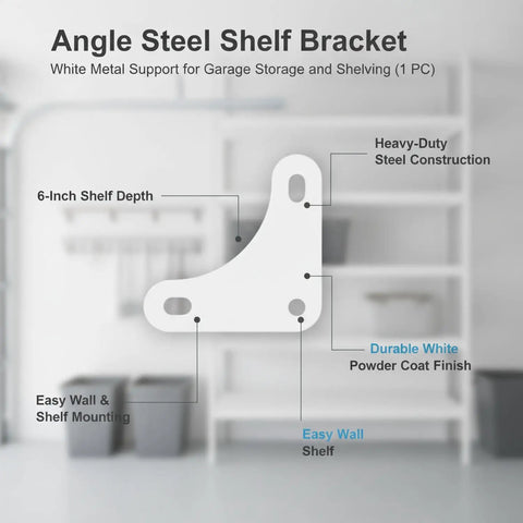 Diagram of Transform Cluttered Garages Into Organized Spaces With A 6 Inch White Angle Steel Shelf Bracket For Heavy Duty Shelving