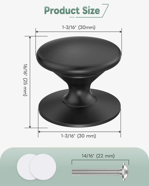 2 Pack Adhesive Drawer Knobs For Cabinets Black Rust Resistant Aluminum Alloy Stick On Pull Handles With Smooth Rounded Grip No Drill Needed Easy Install Strong Hold Modern Kitchen And Furniture Upgrade, 30x25mm