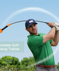 Man using Golf Swing Training Aid To Boost Strength Tempo And Flexibility Build Lag And Core Power For Indoor And Outdoor Practice