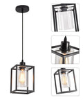 Rock Solid Black Pendant Lights For Kitchen Island, 3 Pack Sleek Industrial Farmhouse Lanterns With Adjustable Height And Clear Glass Shade, Vintage Metal Frame Hanging Fixtures For A Fresh Modern Home Vibe, black lantern with clear glass shade.