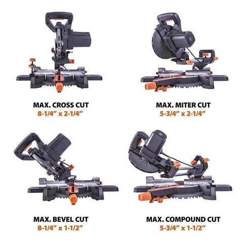 Sliding Miter Saw For Multi Material Cutting With Included Blade Cuts Wood Metal Plastic And More 50 Degree Miter 45 Degree Bevel 210 mm Slide 7-1/4 Inch Capacity Sparks Free Performance 3 Year Warranty