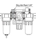 Dual Air System One Quarter Inch NPT With Air Filter Regulator Lubricator And Free Air Port diagram