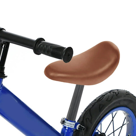 Kids Balance Bike Seat Cushion Replacement Saddle with Seatpost 22mm Easy Install Soft PU Rails, brown seat on tricycle.