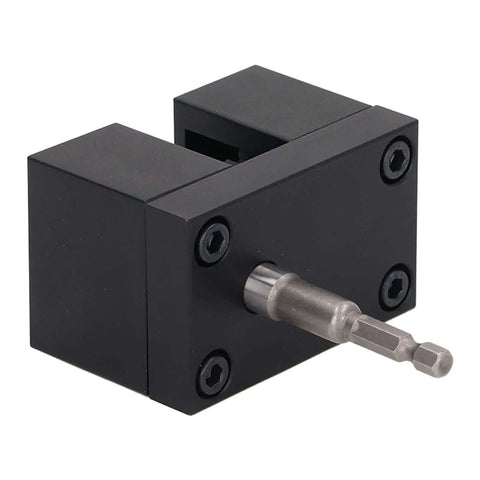 Close-up of Power Assisted Impact Crimper For Duct Swaging And Hydraulic Hose High Speed Steel Crimp Tool with drill attachment.