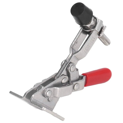 Heavy Duty 70 Kg Toggle Clamp With Stainless Steel Build For Woodworking Welding And Mold Fixturing Adjustable Opening Keeps Your Pieces Locked Down For Precision Tasks And Easy Setup, stainless steel clamp with red handle