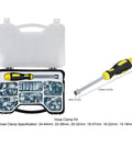 All In One Hose Clamp Kit 49 Pcs Adjustable Clamps 13 To 44 mm With 8 mm Hex Screwdriver Galvanized Carbon Steel in case