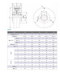 LVSEDTAL magnetic powder brake PB-B3-0.1(1N) with hollow shaft, 0.6–5 kg rating, DC24V, front and top views