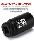 Three Quarter Inch Drive 33 Millimeter Axle Nut Impact Socket Six Point Deep Impact Socket For Easy Removal Of Axle Shaft Nuts Chrome Moly Steel