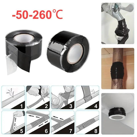 Heavy-Duty Waterproof Silicone Tape For Quick Leak Repair And Instant Seal On Pipes Ducts Automotive And Plumbing No Tools Needed Self-Fusing Bond With Extreme Temperature Resistance
