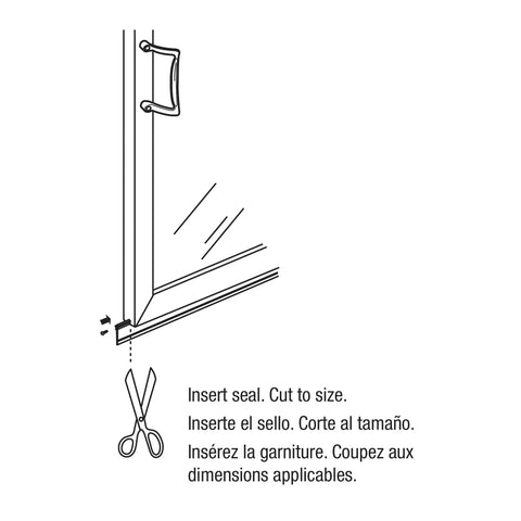 Illustration of cutting Vinyl Shower Door Bottom Sweep, 37 Inch By 1 Inch Strip, Clear Replacement Seal for precise fit.
