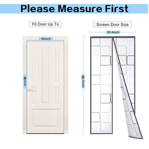 Diagram of insulated door curtain with thermal magnetic self sealing EVA screen, fits doors 34 by 80 inches gray.