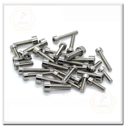 Premium M2 X 10mm Titanium Socket Cap Screws With Hex Allen Drive, silver fastener set, for model airplanes and DIY projects.