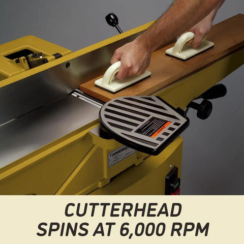 Six Inch Jointer With Three Auto-Set High Speed Steel Knives, 1 HP Single Phase 115/230V, cutting wood, Model 54A.