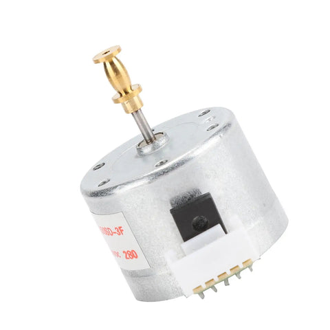 Heavy Duty Dc 12V Record Player Turntable Motor With 3 Speeds At 33 45 78Rpm CW Rotation close-up view showing shaft and connector.