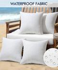 Pack Of 4 20x20 Inch Outdoor Waterproof Pillow Inserts For Patio Sofa Couch Decorative Throw Pillow Inserts Square Lumbar Garden Pillow Forms With PU Coated Fabric And 7D Fiber Fill on beach bench