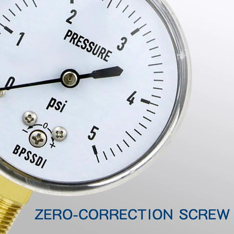 BPSSDI 0-5 psi capsule gauge with 2.5-inch dial, stainless steel case, 1/4 in lower mount for air/water/gas testing